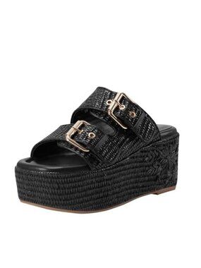 150$ Marc Fisher LTD Poppy Dress Sandals Women's Size 7.5 M Black Synthetic